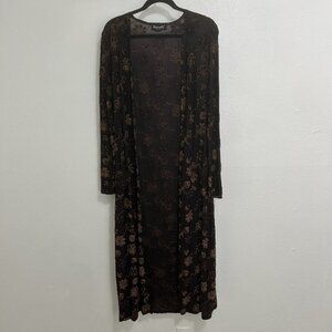 Kimono Duster Brown Floral Burnout Velvet Western Cowgirl Country Whimsigoth S